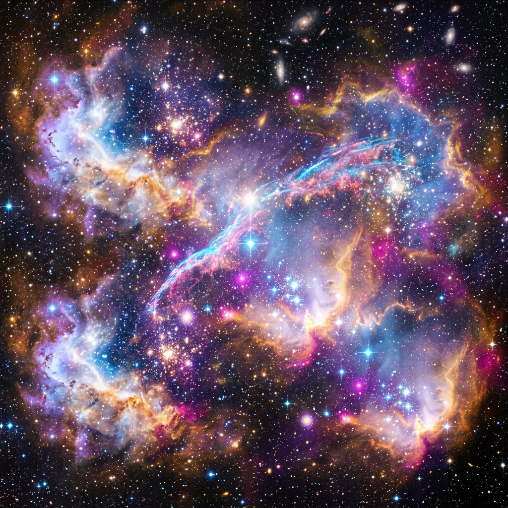 Bright upper universes with glowing nebulae